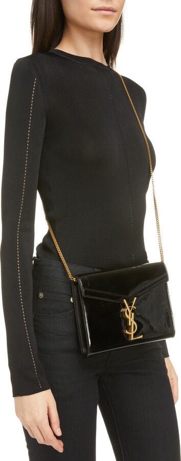 *Saint Laurent* Cassandra Patent Leather Wallet on a Chain