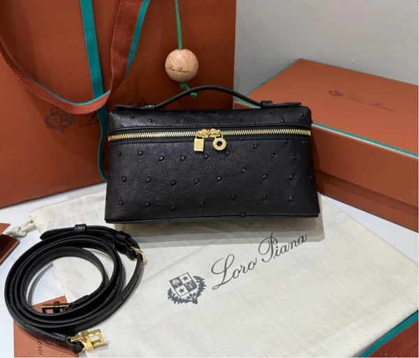 LORO PIANA EXTRA POCKET OSTRICH BLACK