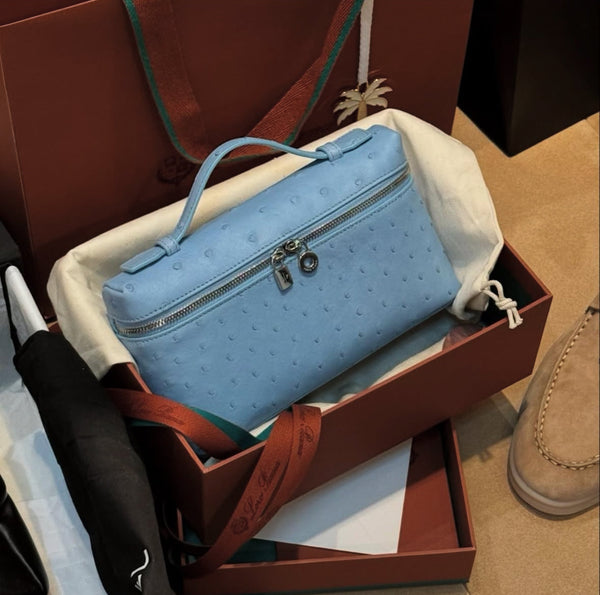 LORO PIANA EXTRA POCKET OSTRICH BLUE